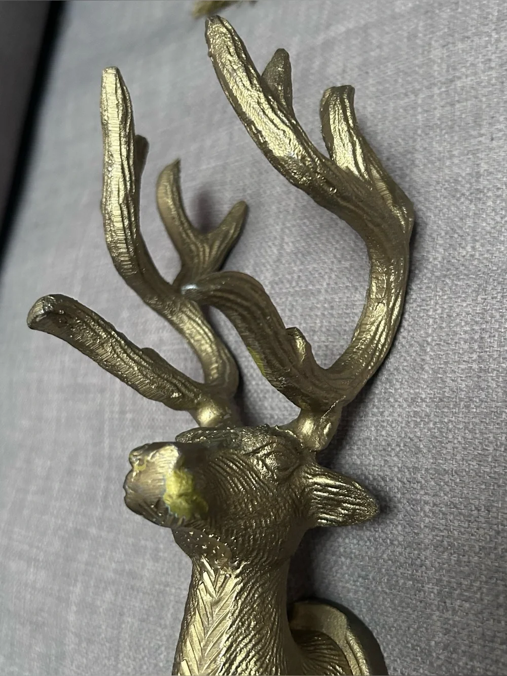 Vtg Cast Brass Stag Deer Head Wall Hook Equestrian Lodge Decor #06152610